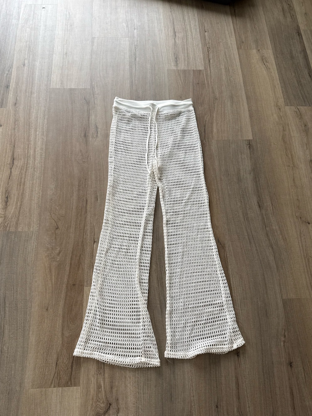 Shade & Shore Cream Crochet Mesh Pants